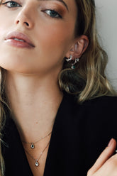 Silver Drop Necklace, White Rhodium, Natural Green Agate  + Give Love Gift